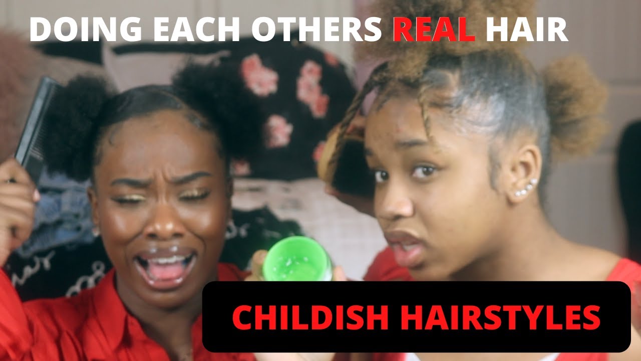SISTER CHALLENGE| DOING CHILDISH HAIRSTYLES ON EACH OTHER