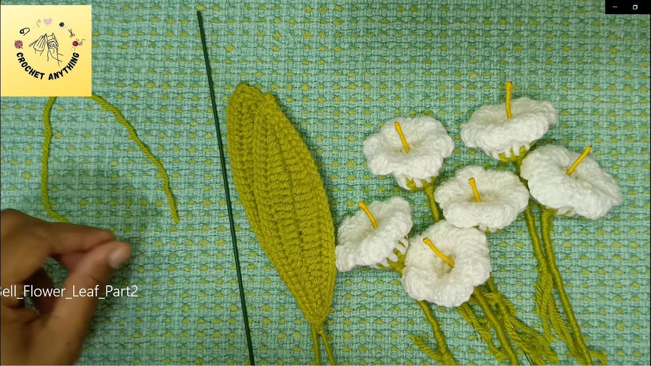 Easy Crochet Bell Flower leaf(ಕ್ರೋಷೆಟ್ ಬೆಲ್‌ ಹೂವು, ಎಲೆ) in Kannada(ಕನ್ನಡ)along with English subtitle