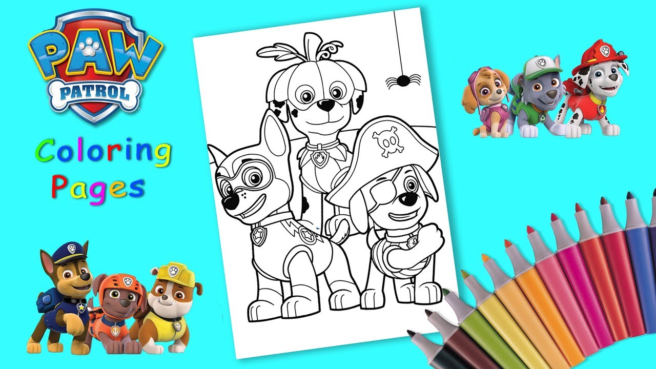 PAW PATROL Coloring Pages for kids. How to Draw Paw Patrol Pups. PAW PATROL halloween.
