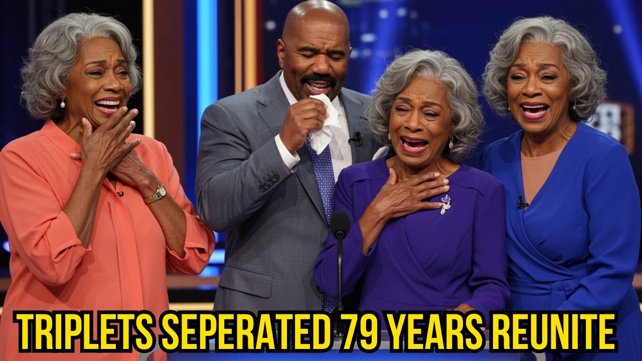Steve Harvey in TEARS When 79-Year-Old Meets Triplet Sisters She Never Knew Existed on Family Feud