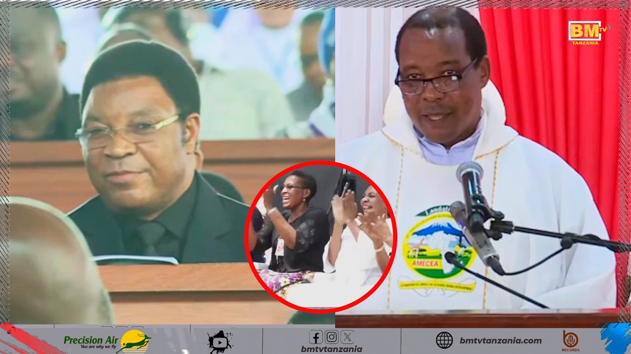 WAUMINI WASHINDWA KUJIZUIA Waziri Mstaafu Kassim Majaliwa Akitambulishwa Mazishi ya Kadinali Pengo