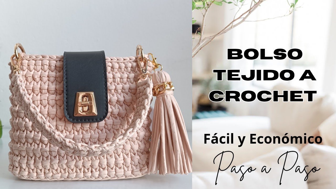 BOLSO TEJIDO A CROCHET | BASE y SOLAPA Central de CUERO | Paso a Paso.🧶
