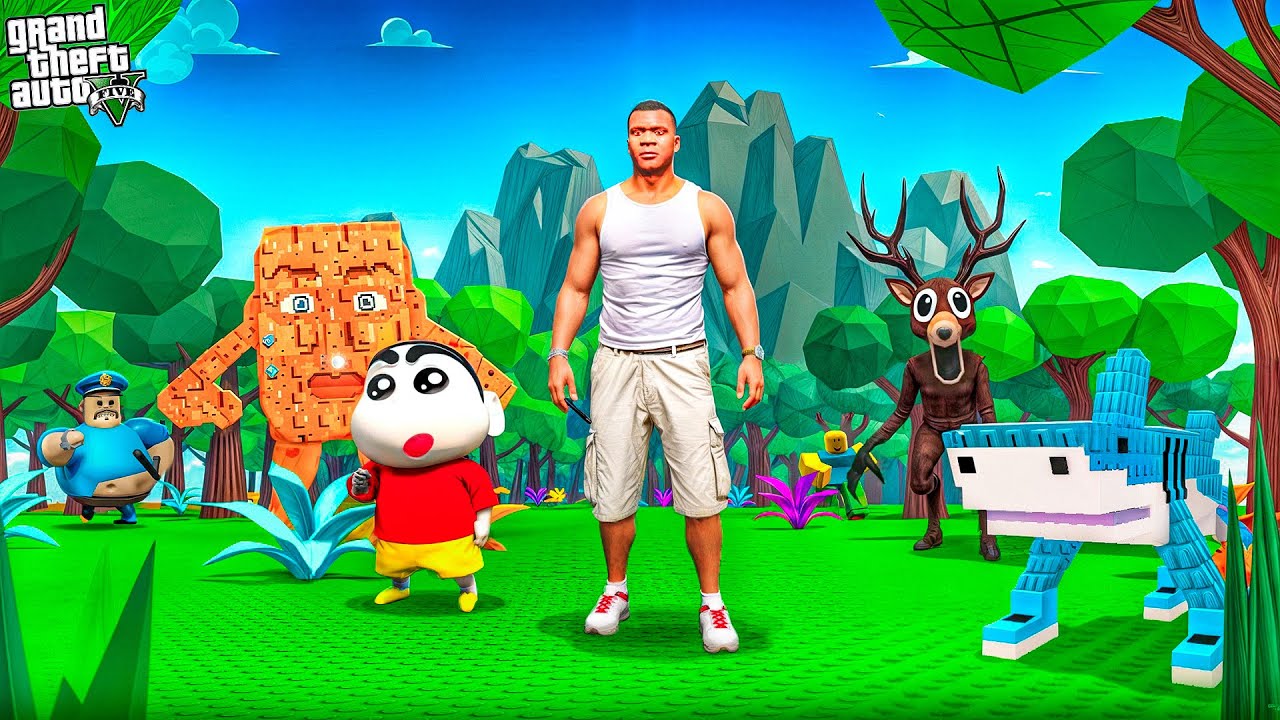 Franklin & Shinchan Go INSIDE ROBLOX WORLD in GTA 5