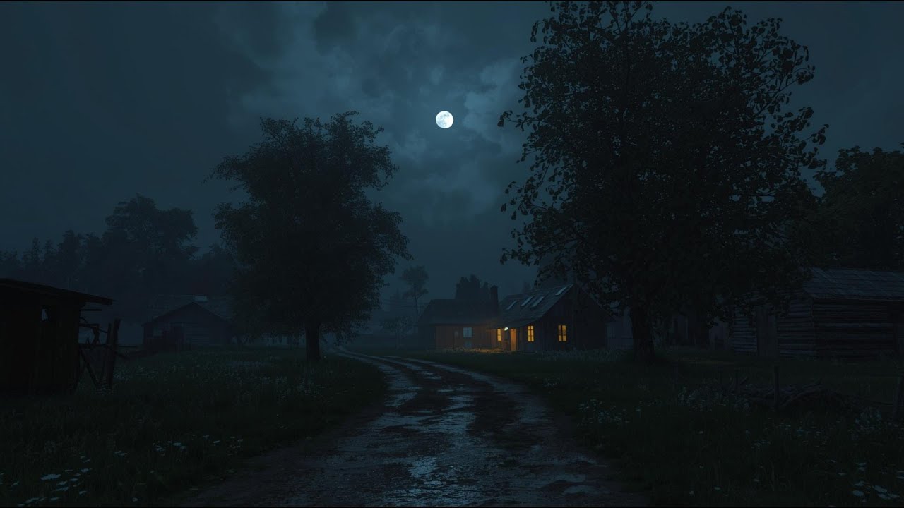 Relax & Fall Asleep Fast with Soothing Heavy Rain Sounds At Night Village