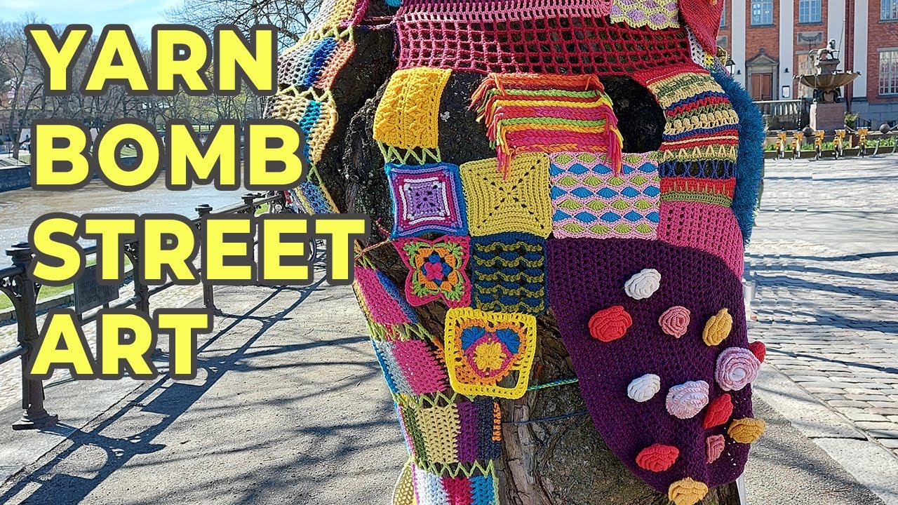 Yarn bombing ideas from Turku Finland. Street art using yarn crafts
