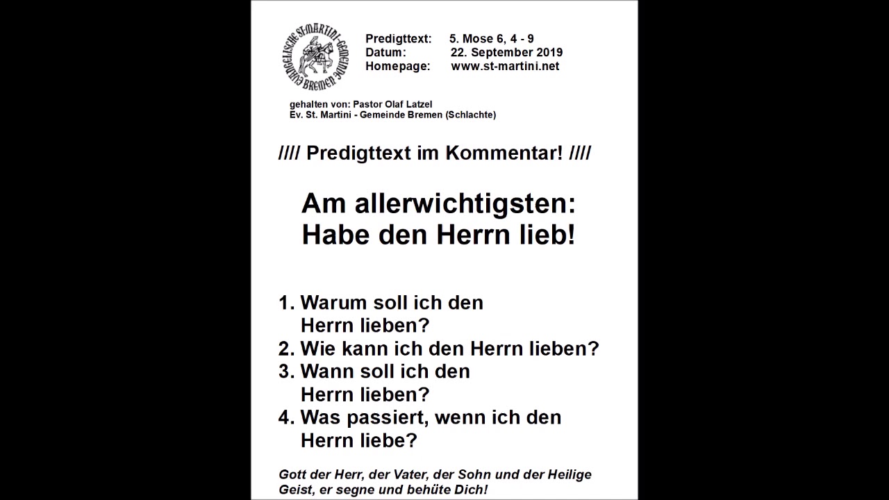 22.09.2019 - Habe den Herrn lieb!