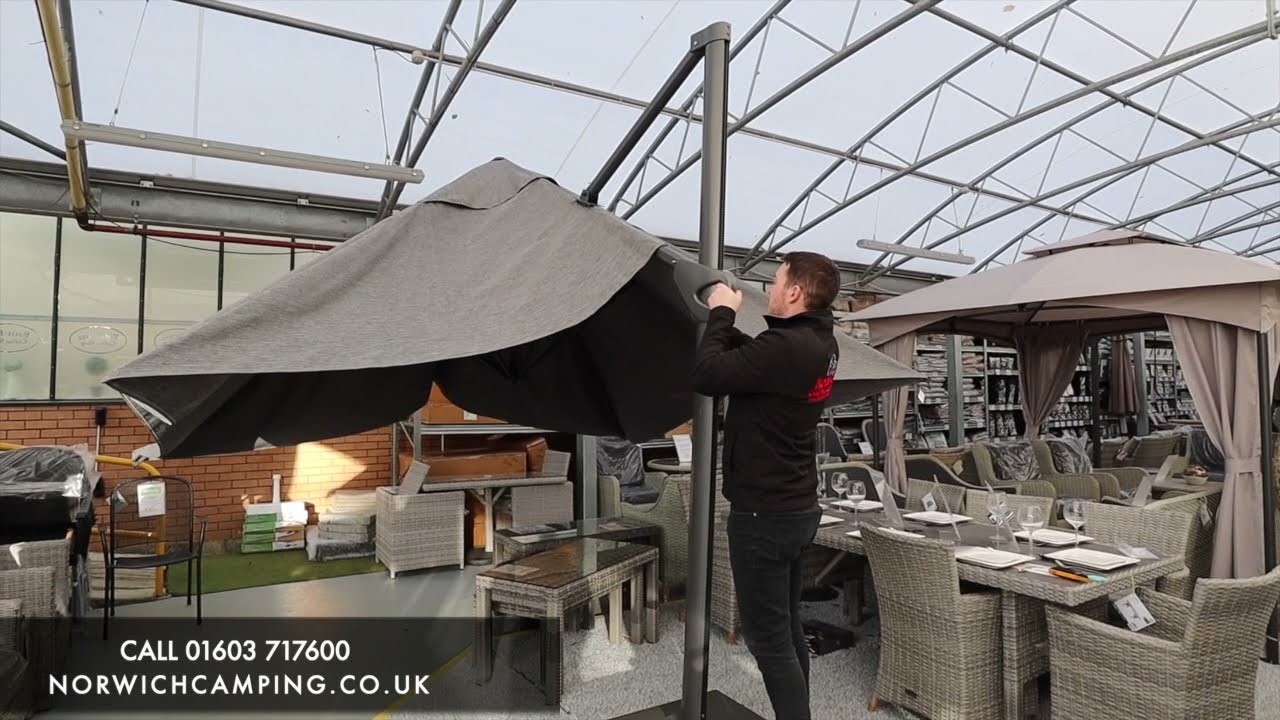 Kettler 4x3M Free Arm Parasol Slate