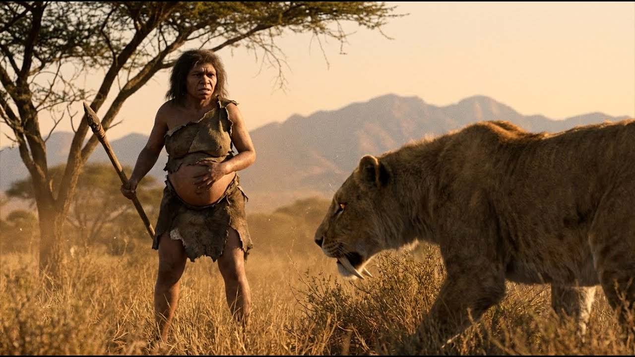 Life 4.7 Million Years Ago| Pregnant Homo Erectus Woman Survival Against Giant Predators