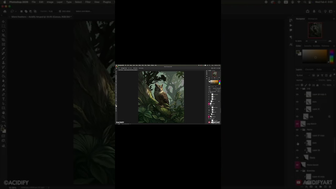 Silent Feathers - Acidify Art (Layer Breakdown) Owl Jungle Concept Art 