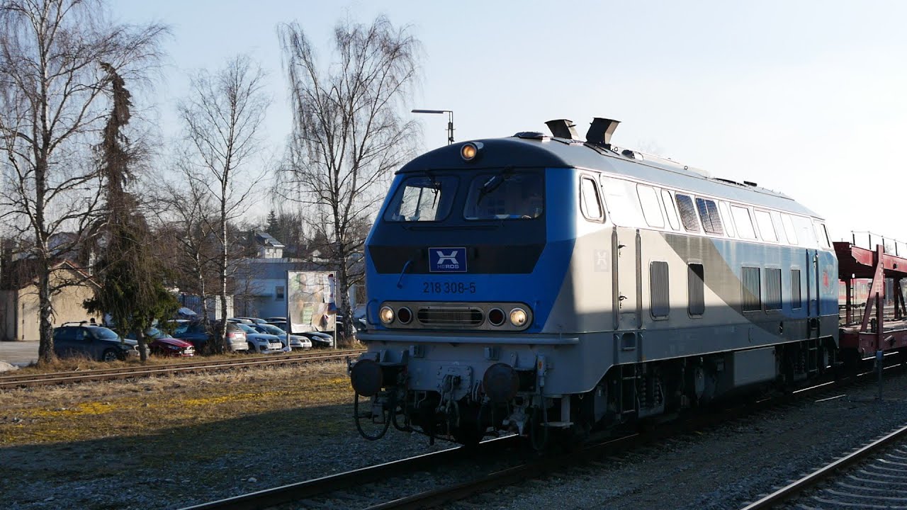 Wow: Br218 308 holt Autowagen aus Kempten im Allgäu ab | SmartRail | Br245 mit Notfalltechnik | RNA