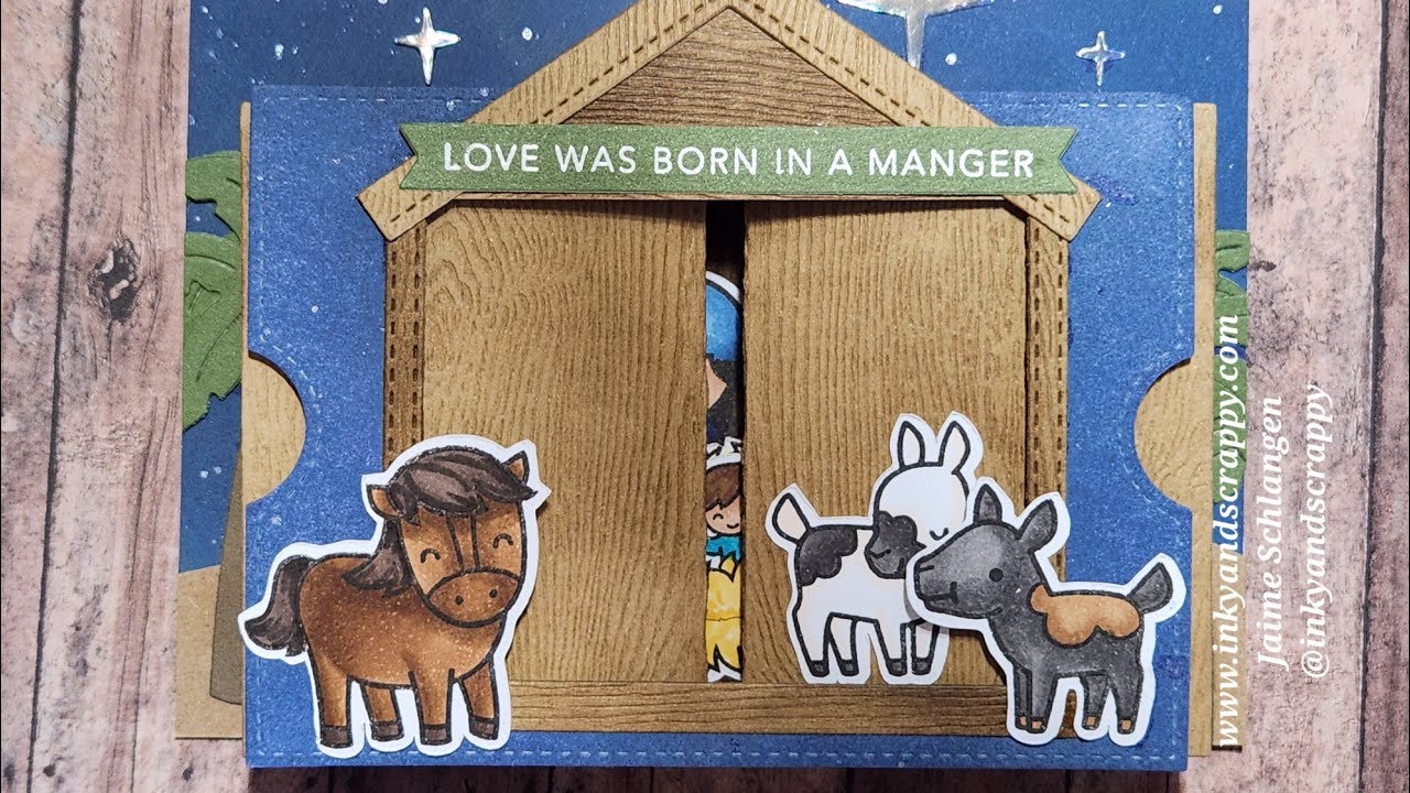 Love was Born in A Manger, Ta-Da Diorama, Lawn Fawn Stamps and Dies