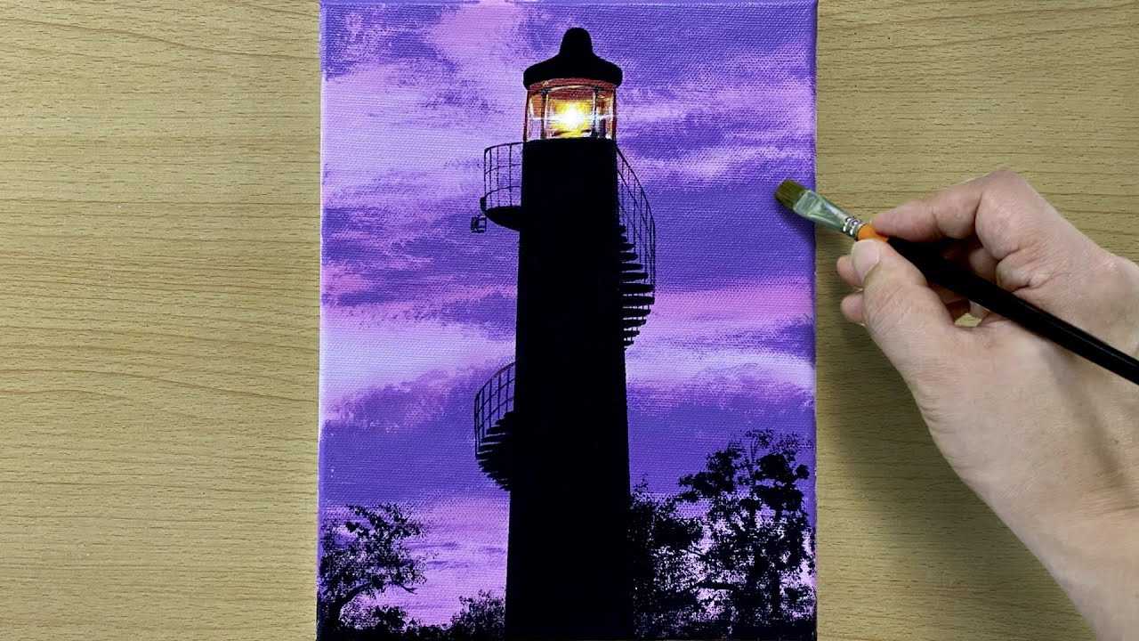 Lighthouse painting / Acrylic painting for beginners / 쉬운 아크릴화
