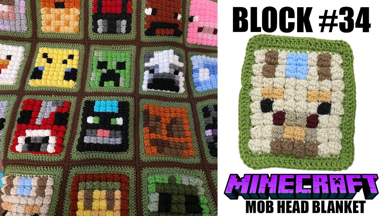 How to Crochet a Minecraft Mob Head Blanket: Block #34 The Llama