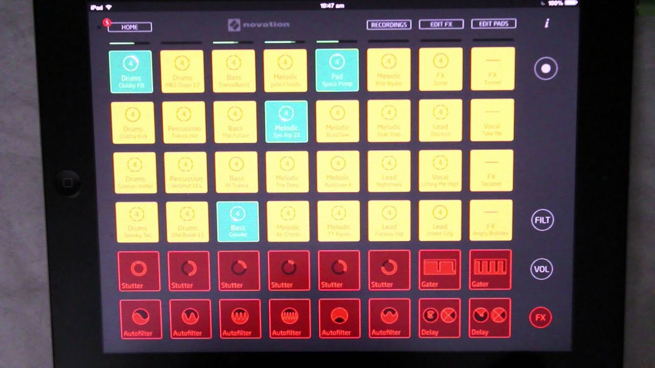 iPad Music App Novation Launchpad Effects