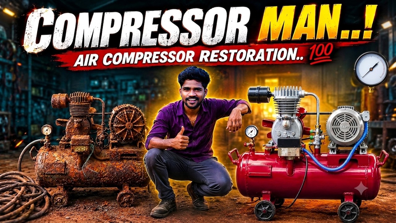 COMPRESSOR MAN..! | இரும்பு கடை Air Compressor Restoration..💯 | Mr.Village Vaathi