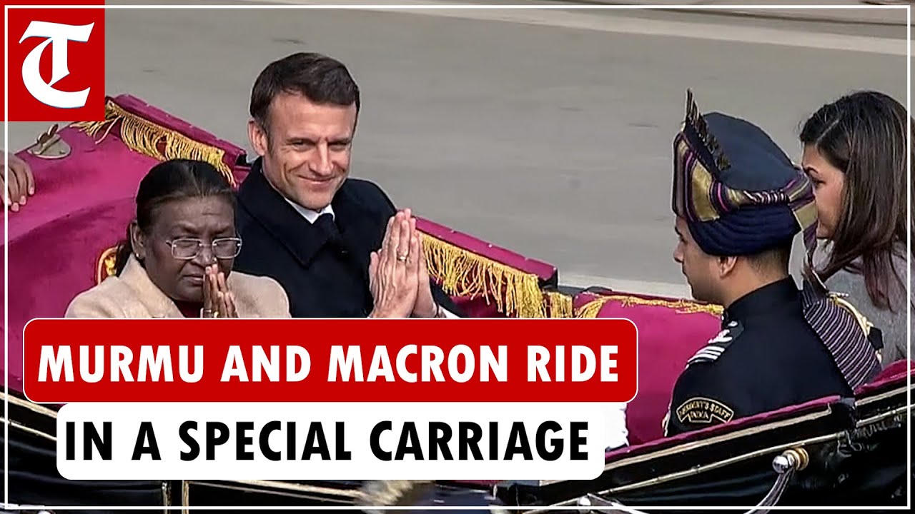 President Murmu and President Macron ride in a special presidential carriage