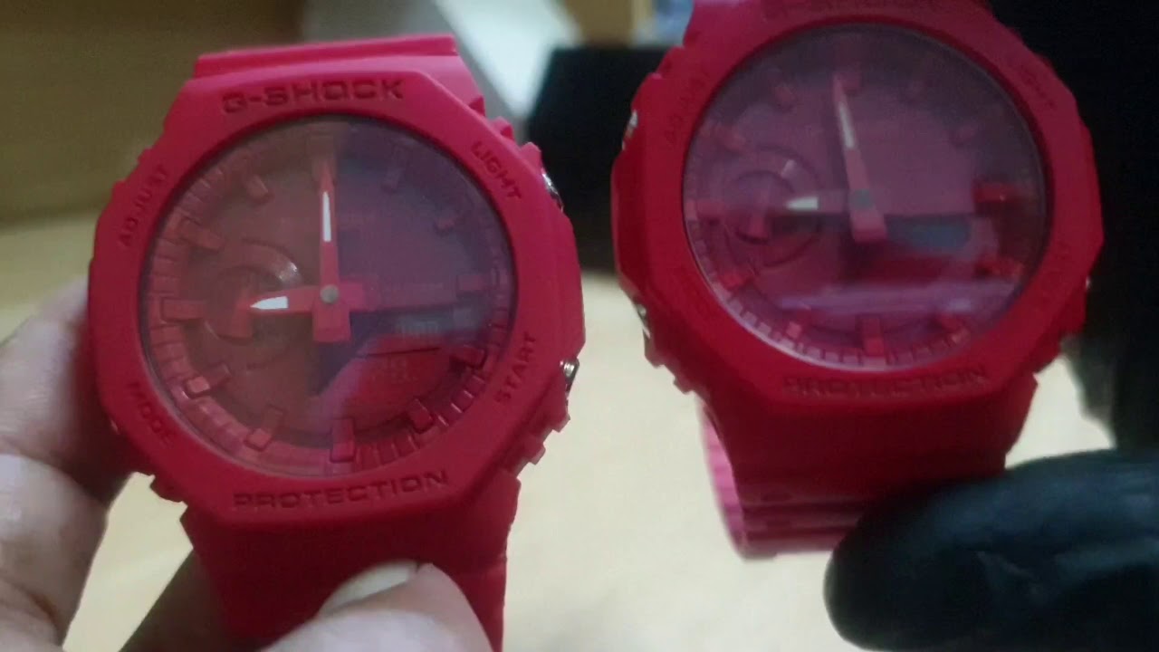 Compare between Fake and Original Gshock Ga2100 4AER Redout