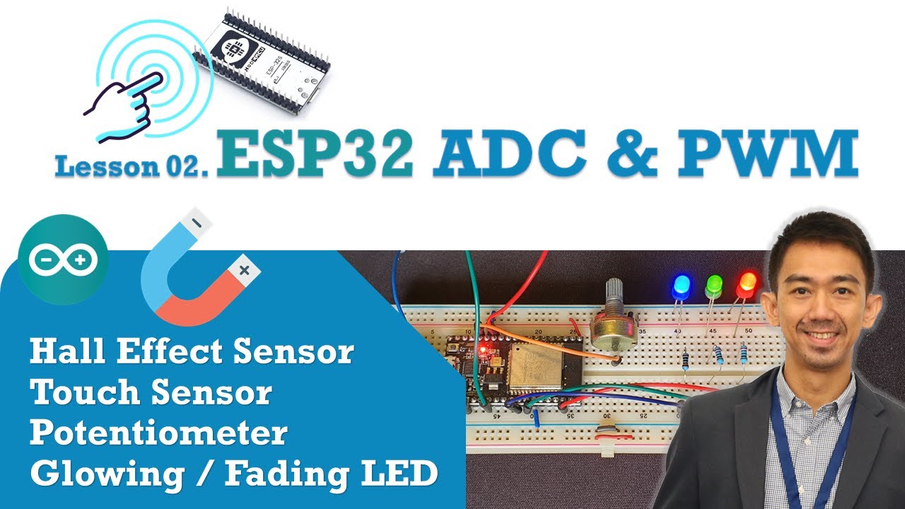02  Analog to Digital Converter (ADC) | Pulse Width Modulation (PWM) | Hall Effect | Touch | ESP32