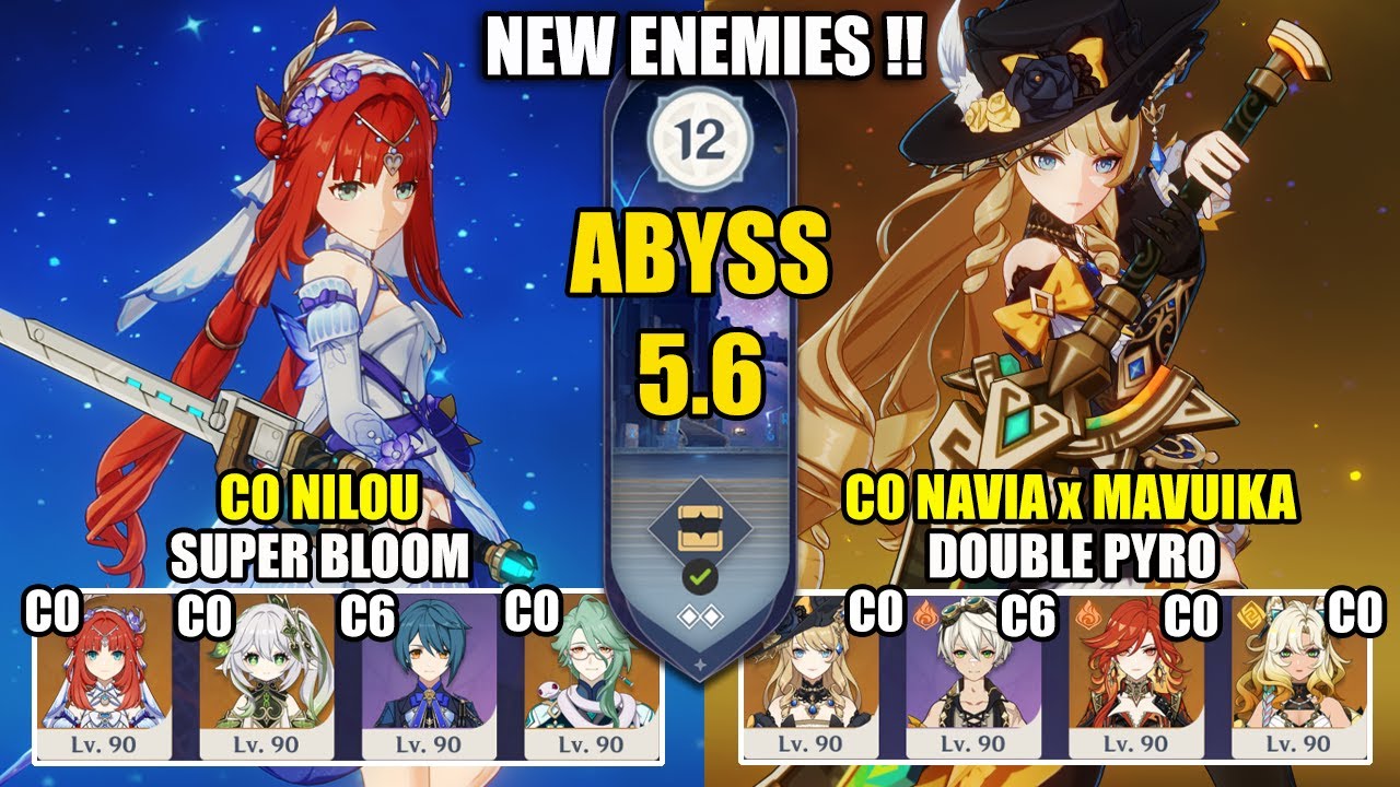 NEW Spiral Abyss 5.6 | C0 Nilou Super Bloom & C0 Navia Mavuika Double Pyro | Genshin Impact 【原神】