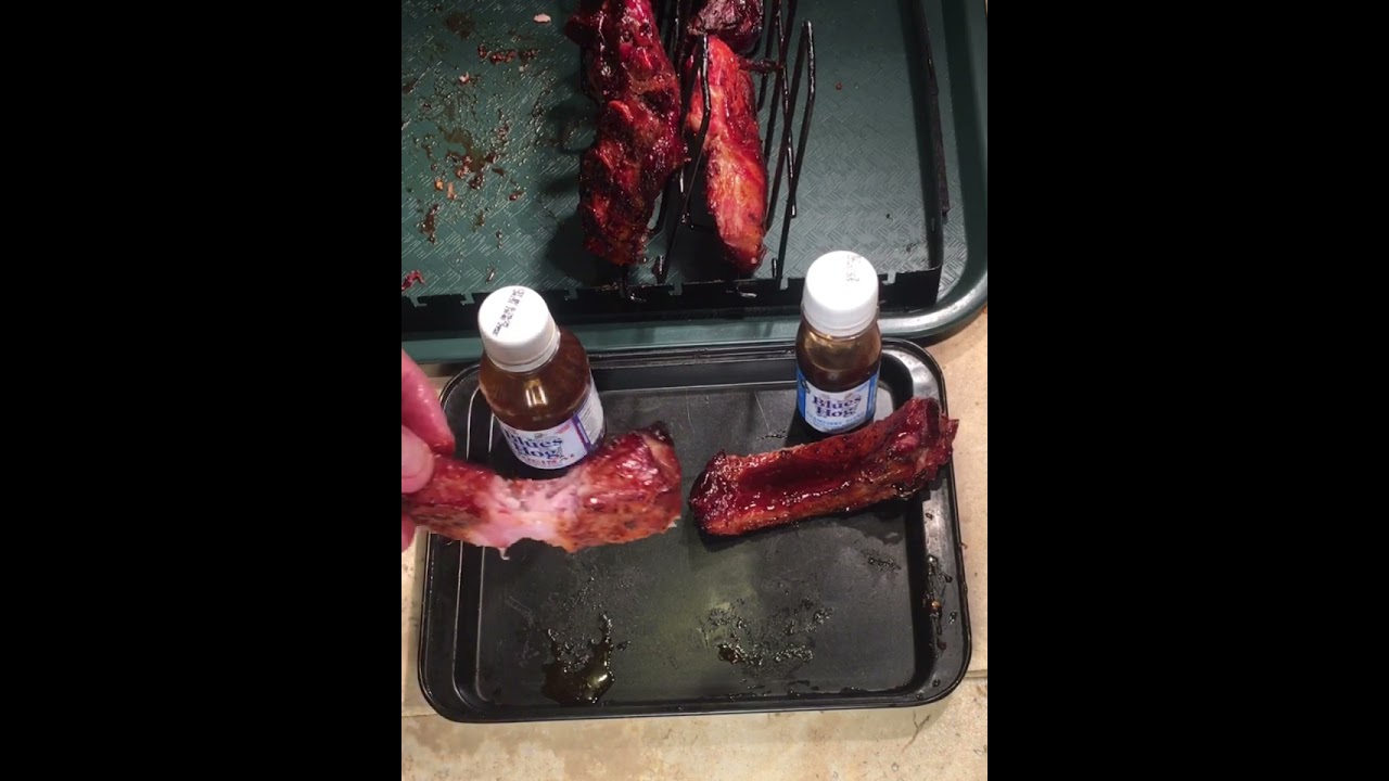 Blues hog Barbecue sauce review show down smoked baby back ribs