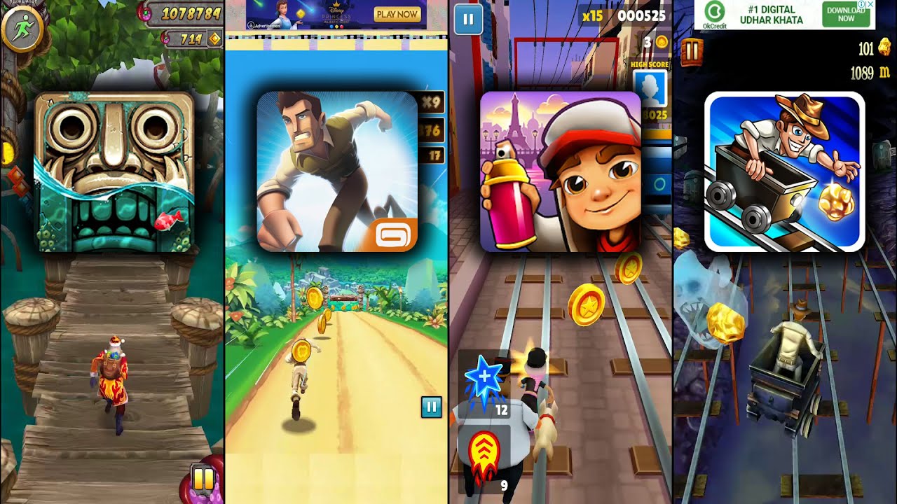Temple Run 2 Pirate Cove Vs Danger Dash Vs Subway Surfers Paris Vs Rail Rush - Endless Run Game Play