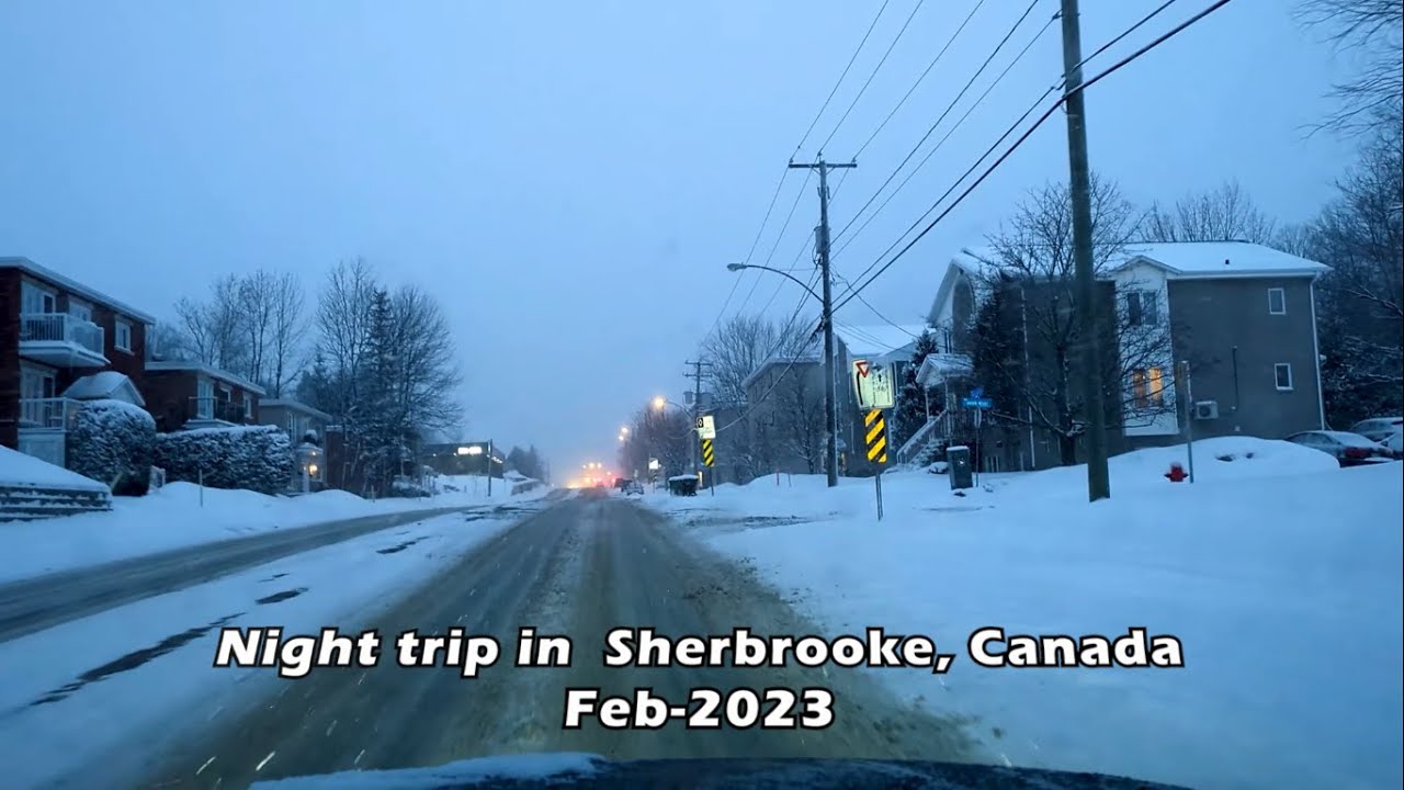 Winter night driving in Sherbrooke, Canada - part 2