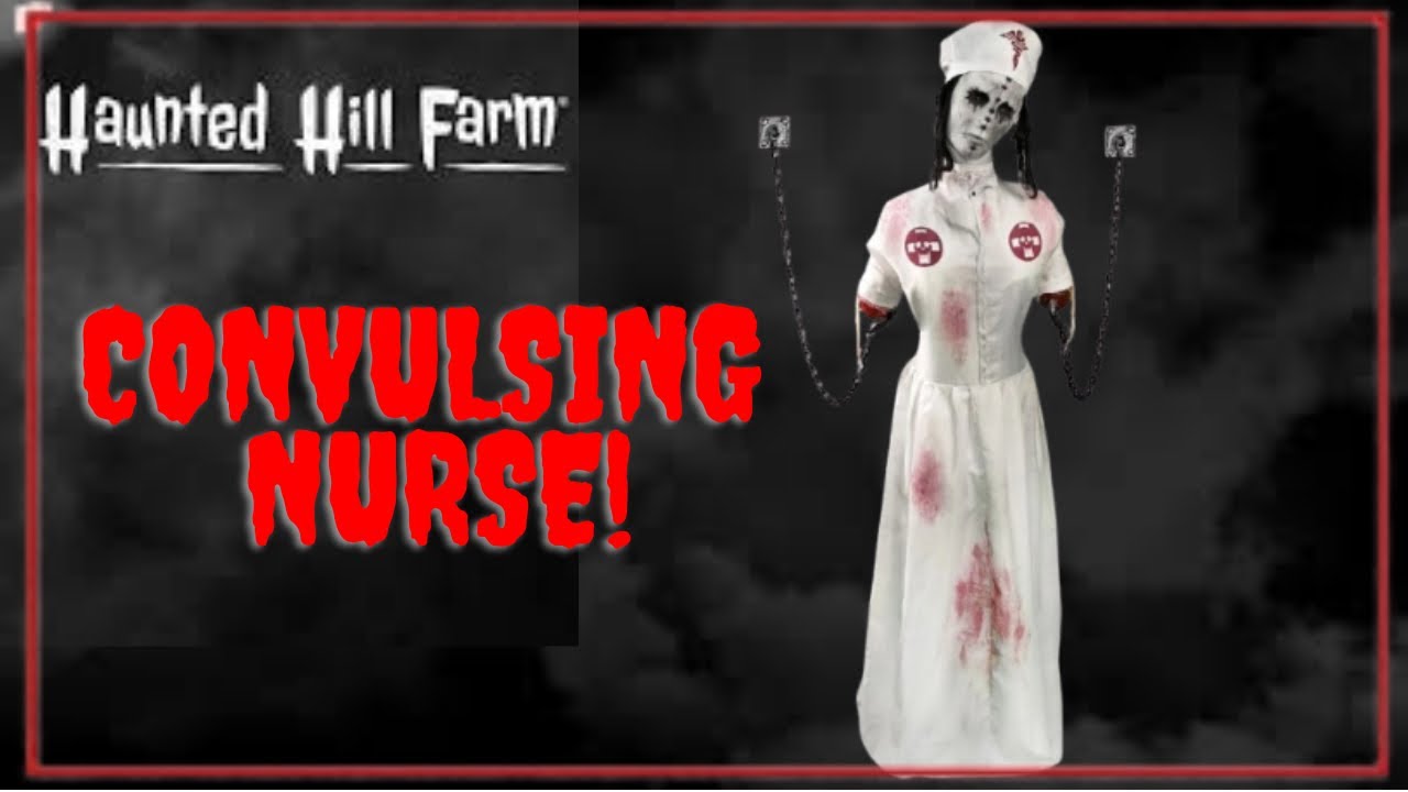 Convulsing Nurse Haunted Hill Farm 2025 Halloween Animatronic Unboxing/Review/Demo