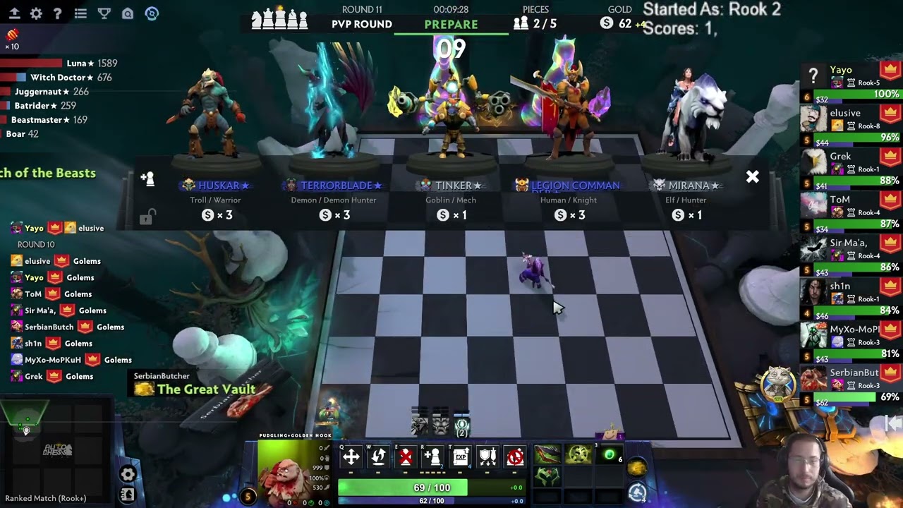 4 Aqirs with Arc Warden! Dota Auto Chess! S27 Rook+ Game!