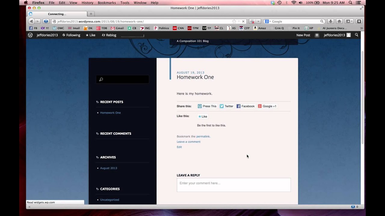 How to Create a Homework Post / About Me Page in Wordpress