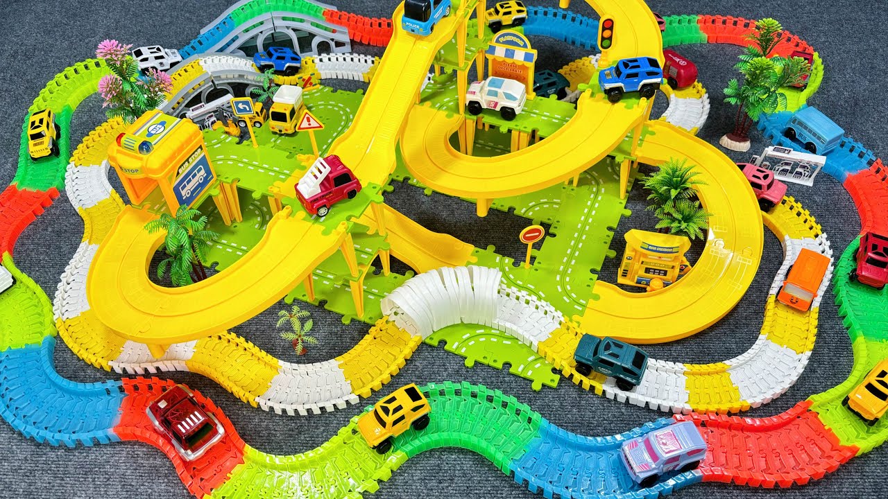 9 minutes of satisfying Jigsaw track and off-road vehicle track  toy ASMR | Toy review