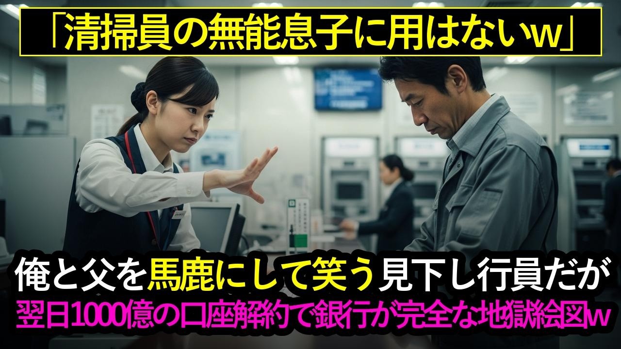 「清掃員の息子ｗ無能に用はないｗ」と笑う行員➡父に伝えると、翌日「1000億の口座解約」で銀行が地獄絵図ｗ #スカッとする話