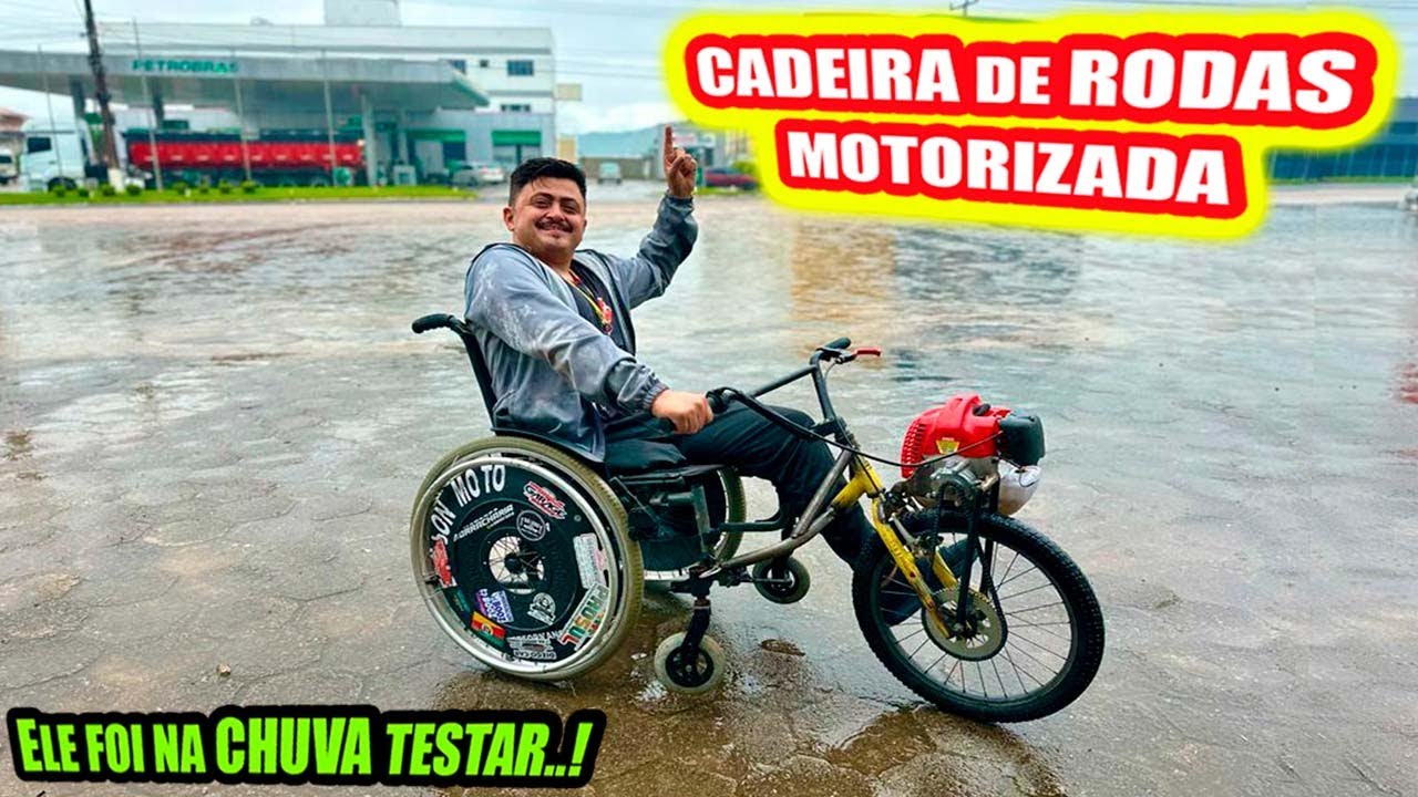 PRIMEIRA VOLTA na CADEIRA DE RODAS com MOTOR de Roçadeira - EP 6 AMAURI ficou muito FELIZ..!