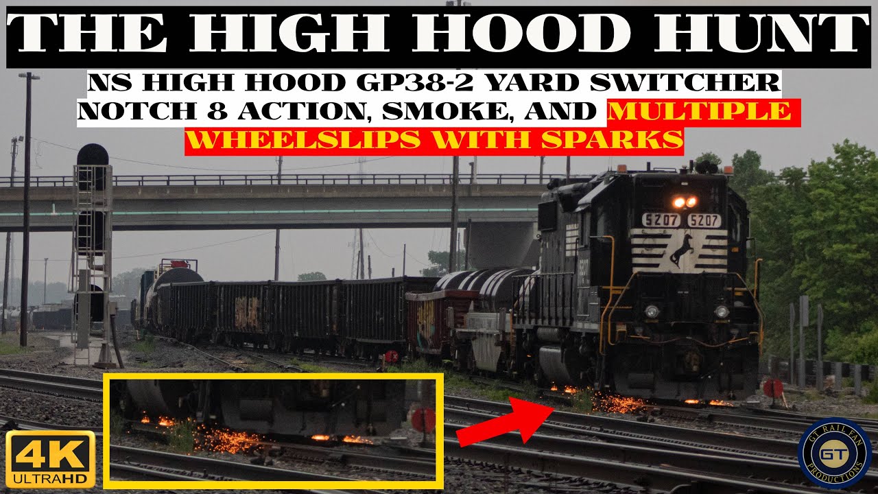 The High Hood Hunt - NS GP38-2 #5207 Performing Yard Duties, Notch 8 Action, Wheel Slip with Sparks!
