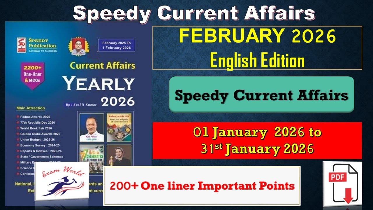 Speedy current Affairs FEBRUARY 2026 in English | One Liner Current Affairs in English #speedy