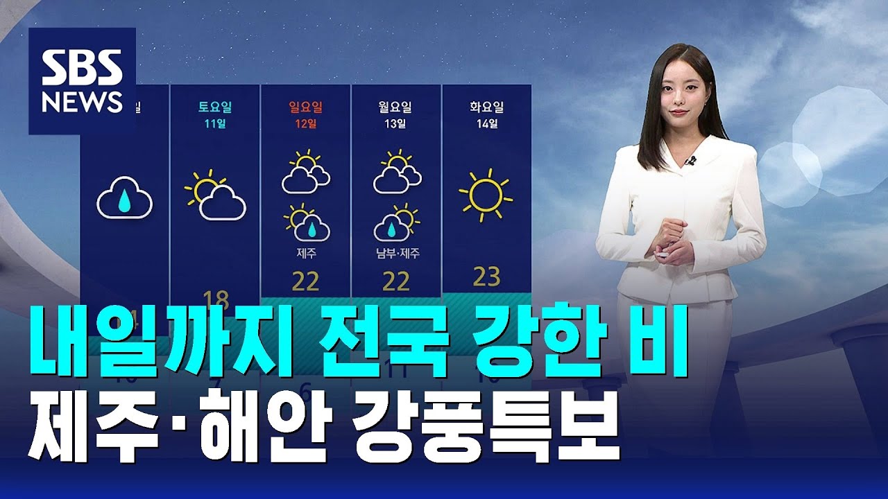 [날씨] 내일까지 전국 강한 비..제주&middot;해안 강풍특보 / SBS