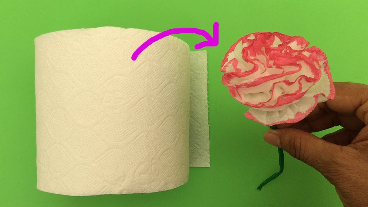 Flores con papel higiénico🌷flores con papel de baño-Flowers with toilet paper | PapelyManualidades
