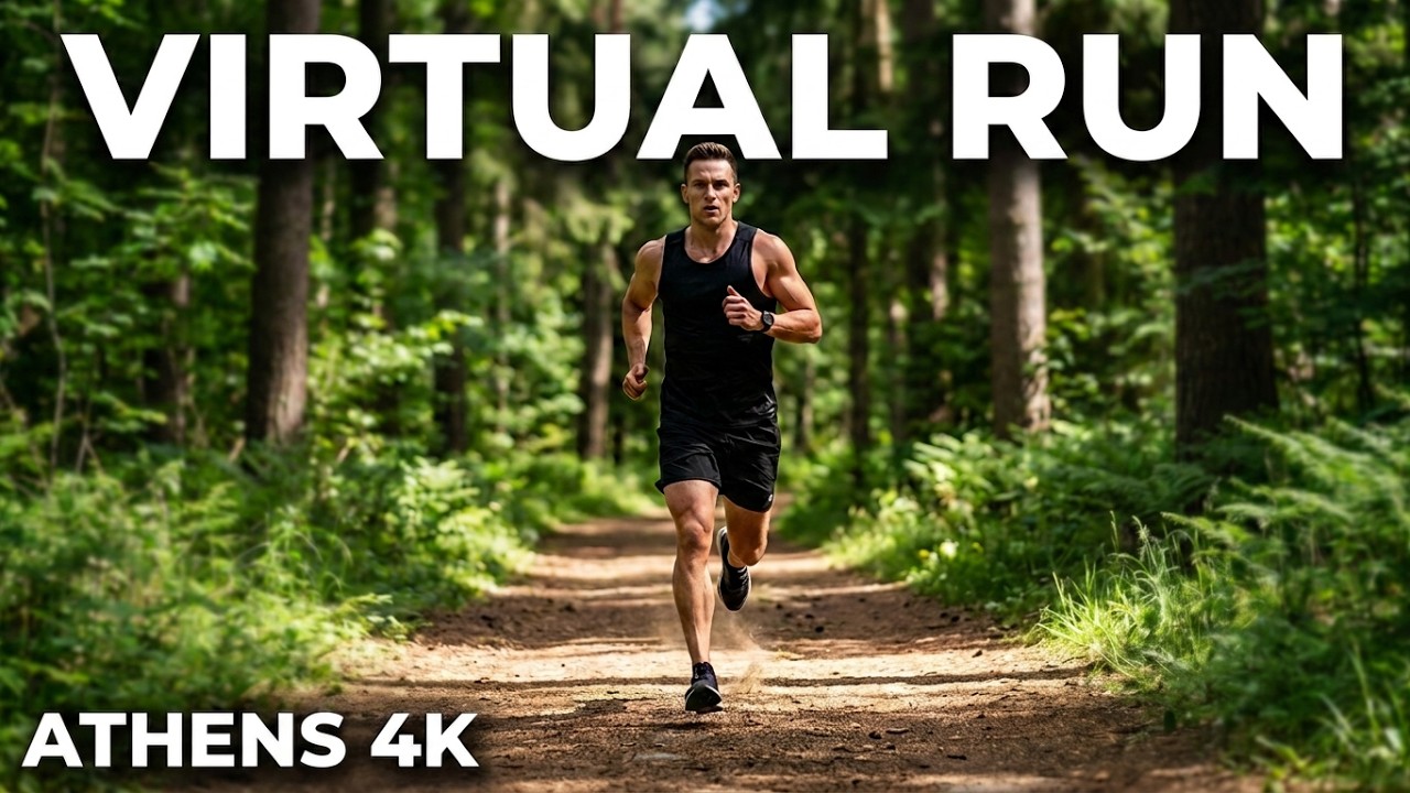 Athens 4K Virtual Run | 40‑Min POV Treadmill Run (Real Footsteps, No Music)