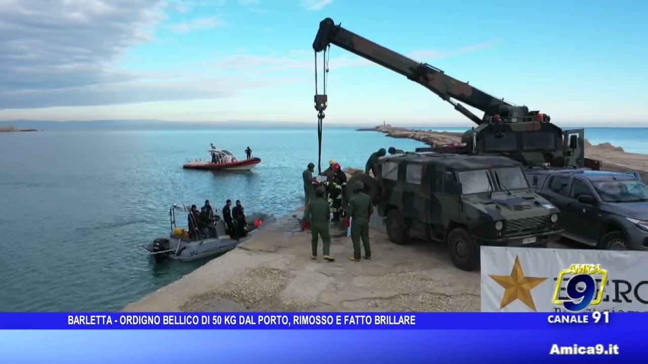 Barletta - Ordigno bellico di 50 kg al Porto, rimosso e fatto brillare
