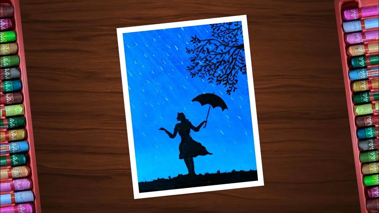 Rainy day ☔ Rainy season scenery  oil pastel drawing for beginners - step by step - Art Artistry