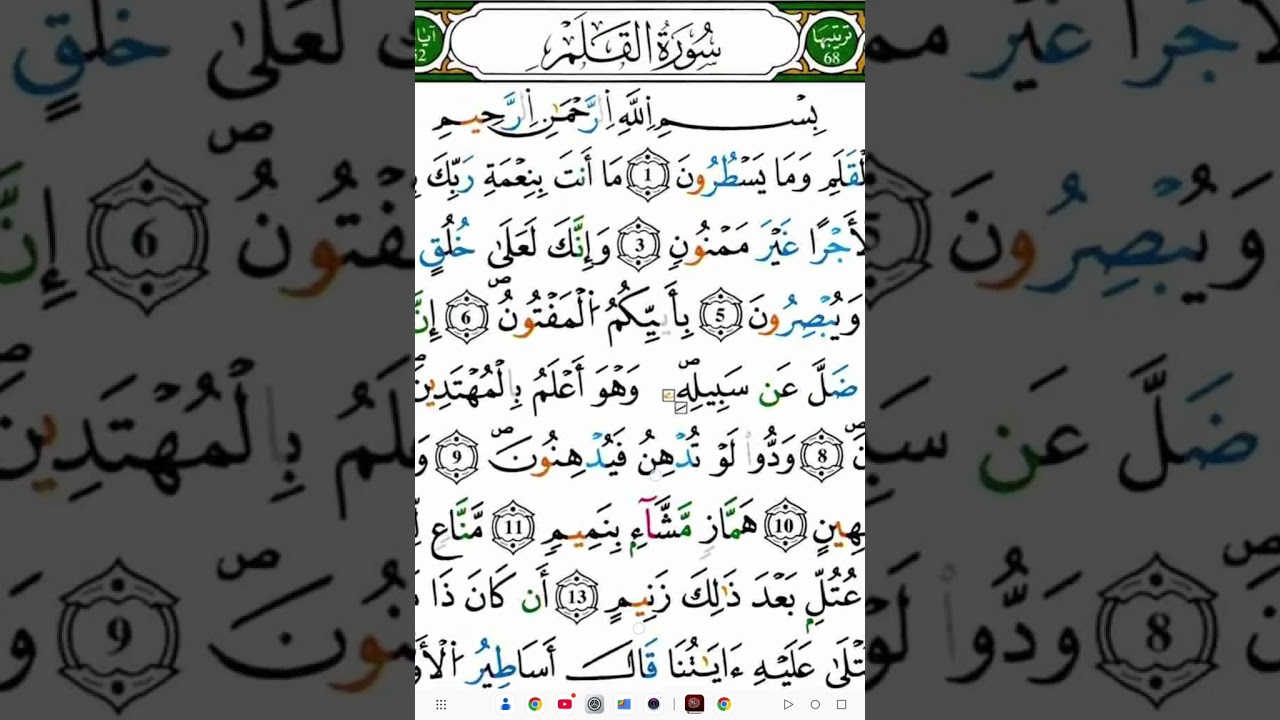 تلاوة سورة القلم برواية قالون عن نافع وتوضيح احكامها ( الجزء الأول )
