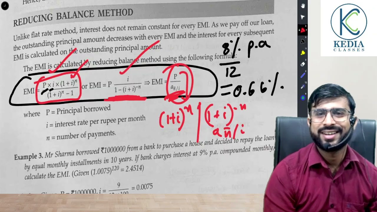 Applied Maths Class 12 EMI Reducing Balance Method and Amortization