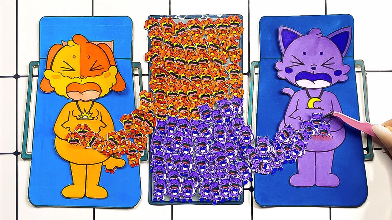 [🐾бумажные поделки🐾] 1000 малышей 👶👶 Игра с Поппи, глава 3, много беременных, №2 | ASMR #кошачий ...