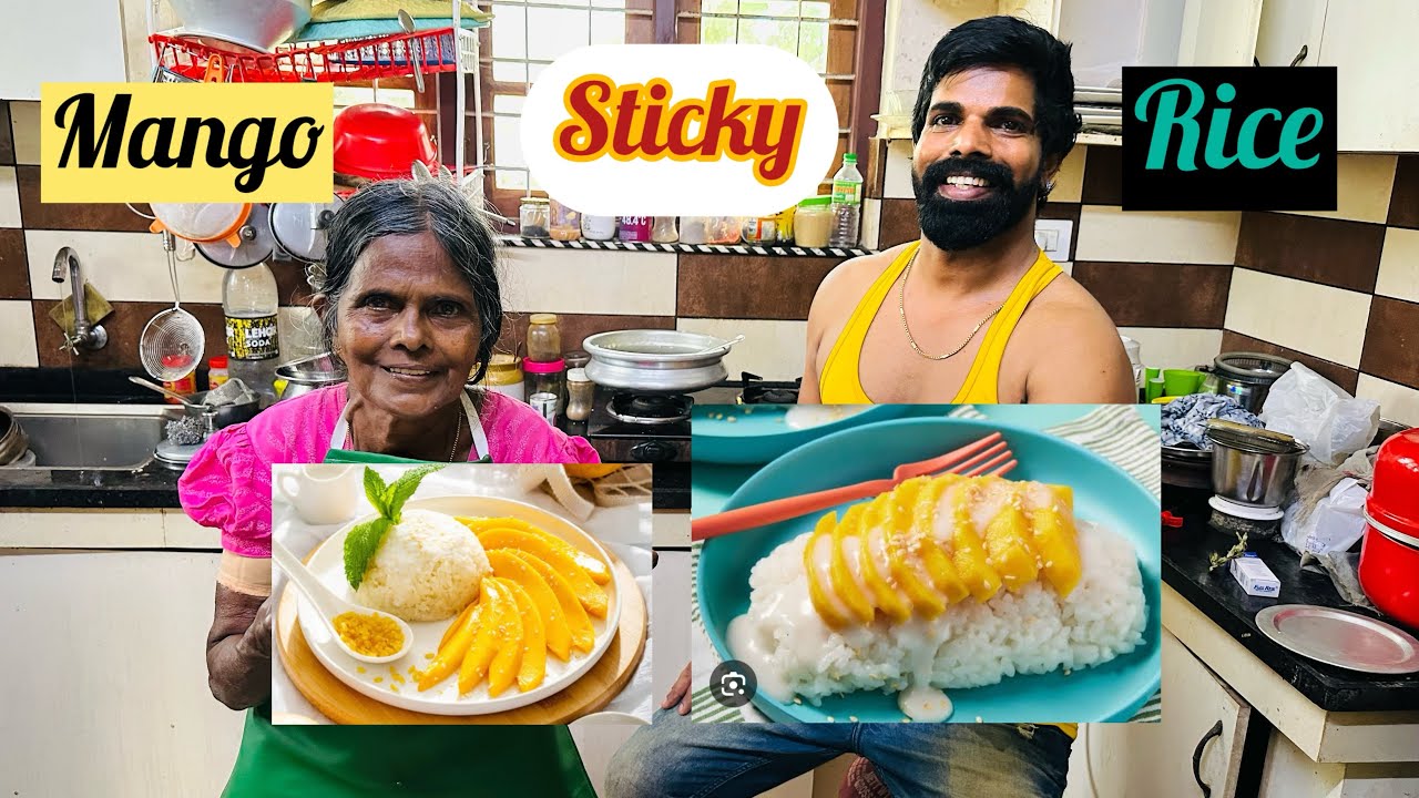 Mango sticky rice അമ്മച്ചിയും ഉണ്ടാക്കി 😍😆👍#mangostickyrice
