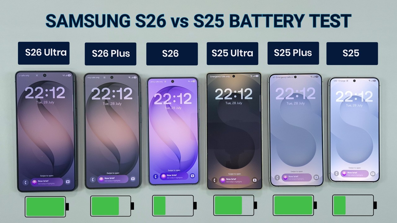 Samsung S26 Ultra vs S26 Plus vs S26 vs S25 Ultra vs S25 Plus vs S25 Battery Test | Drain Test
