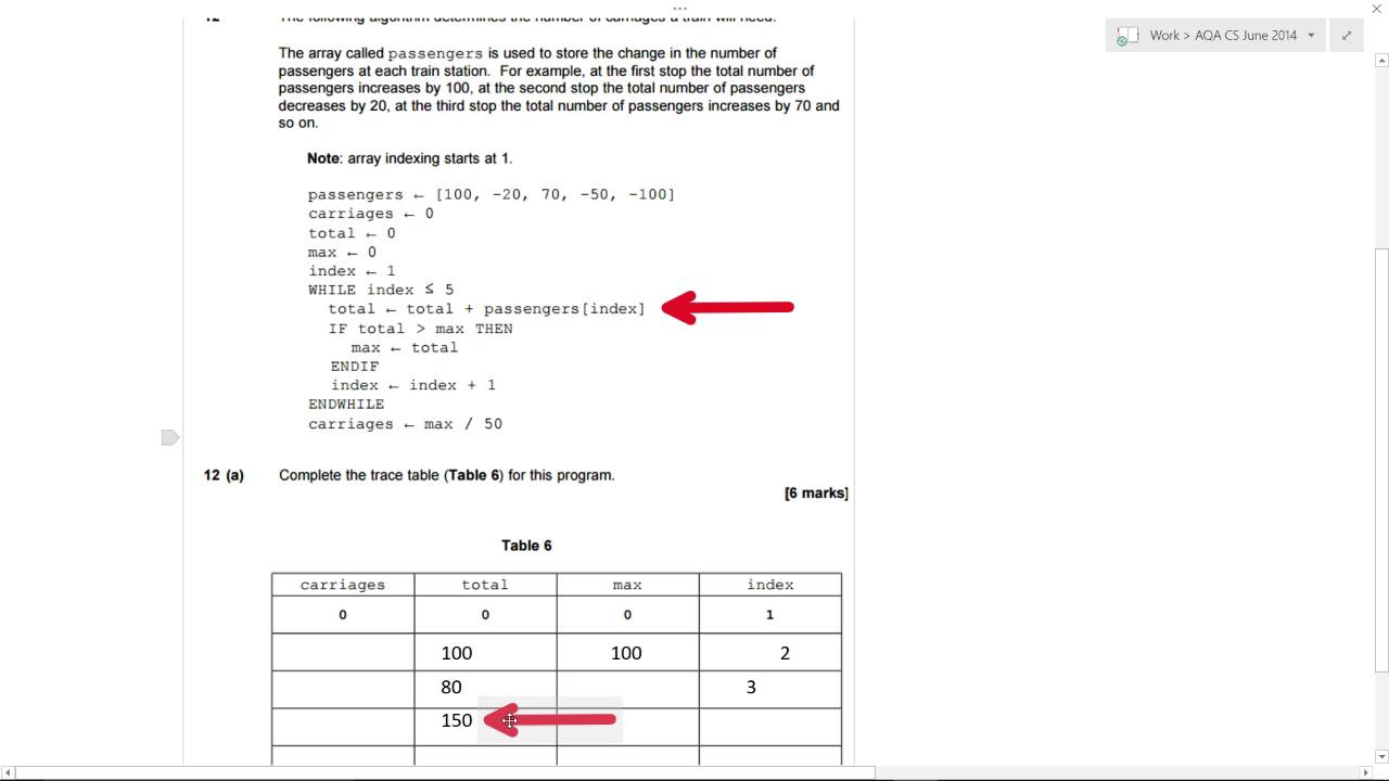 Q12a Trace tables