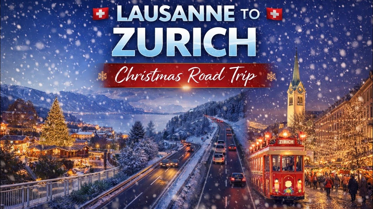 🇨🇭🚗❄️🎄Christmas Tour🎄 Driving Lausanne to Zurich🎄 Swiss Holiday Road Trip