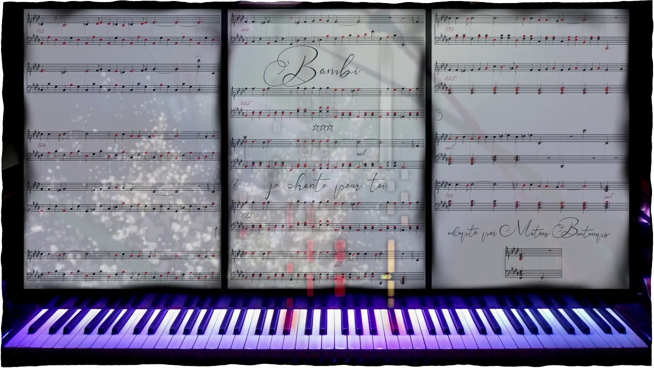 Bambi - Je chante pour toi 🌟🌟🌟 Piano virtuel + Partition - Matéos Bontemps