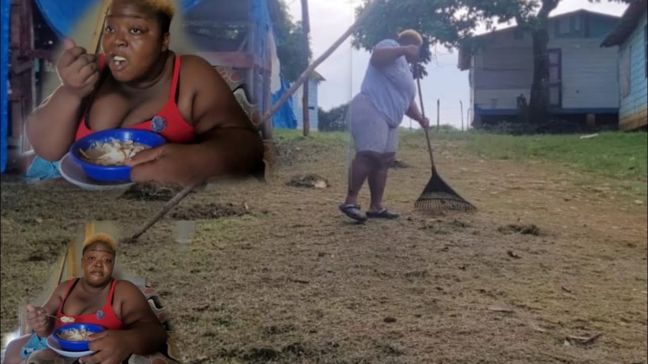 Getting my yard sweep up because I get it cut +Oats porridge for breakfast.