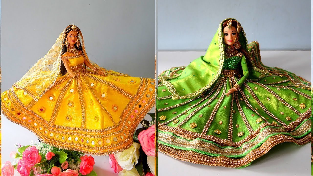BEST BRIDAL LEHENGA  for dolls | Gorgeous Bridal Lehenga Dress for Dolls | How to make Doll Lehenga