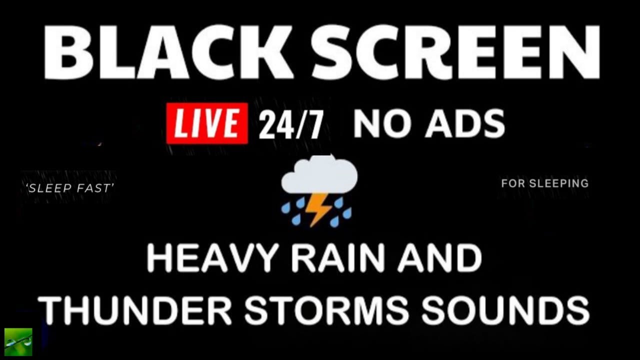 Heavy Rain and Thunder Sounds for Sleeping - Black Screen | Thunderstorm Sleep Sounds